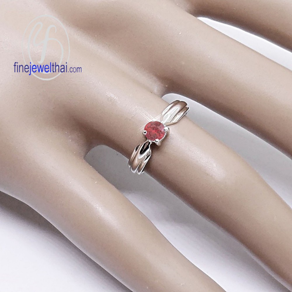 finejewelthai-แหวนทับทิม-แหวนเงินแท้-แหวนพลอย-พลอยประจำเดือนเกิด-ruby-silver-ring-r1233rb-เลือกสีตัวเรือนได้