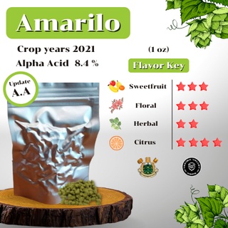 สินค้า ฮอปส์ Amarillo Hops US (1oz) Crop years 2021 (บรรจุด้วยระบบสูญญากาศ)