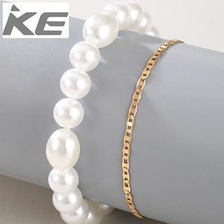 Korean Pearl Anklet 2 Piece Set Fresh and Versatile Vitality Girl Double Layered Simple Foot J