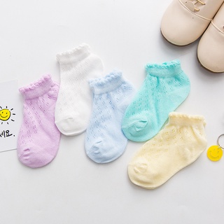 【5 ชิ้น】ถุงเท้าตาข่าย แบบบาง ข้อสั้น แฟชั่นฤดูร้อน สําหรับเด็กผู้ชาย และผู้หญิง อายุ 0-3 ปี