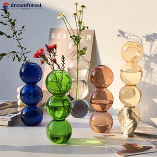 DREAMFOREST Nordic Glass Bubble Vase Terrarium Transparent Spherical Flower Vase Plant Pots Home Decor Living Room Decoration Q4R1