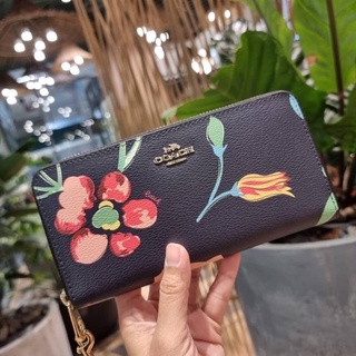 COACH C8694 LONG ZIP AROUND WALLET WITH DREAMY LAND FLORAL PRINT