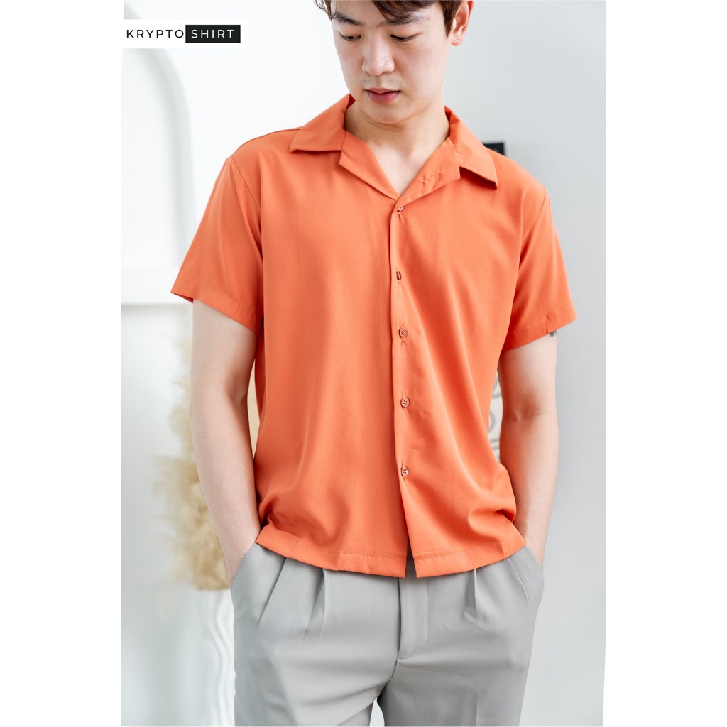 ภาพสินค้า(part 1) เสื้อเชิ้ต เกาหลี แขนสั้น สีพื้น ไม่ต้องรีด ก็ใส่ได้ size: M L XL XXL (UNISEX) ชาย หญิง ใส่ได้ จากร้าน kryptoshirt บน Shopee ภาพที่ 5