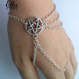 ผู้หญิง Fahsion Wiccan Pentagram ทาสี Pentagram ตกแต่งสร้อยข้อมือสร้อยข้อมือ