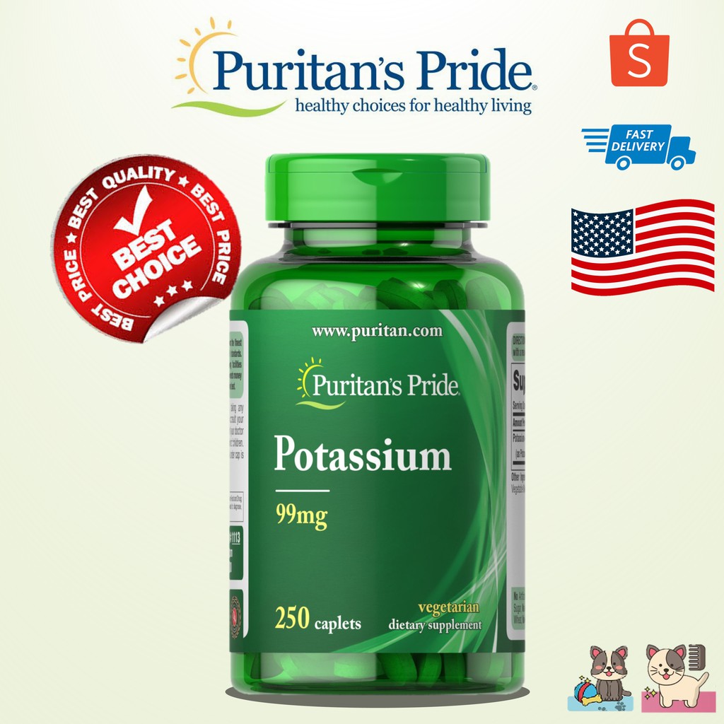 ภาพหน้าปกสินค้าPuritan's Pride Potassium 99 mg 250 Caplets จากร้าน iluxuryherb บน Shopee