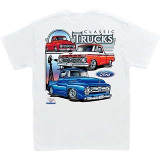 Summer Solid Color 100% Cotton men short shirt Ford Trucks White T Shirt: Pickup F 100 Y Block 1966 1955 1956 Short Slee