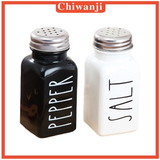 [Chiwanji] ชุดกระปุกแก้ว สําหรับใส่เครื่องเทศ เกลือ พริกไทย สีดํา และสีขาว