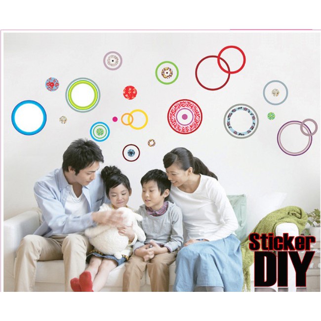 transparent-wall-sticker-สติ๊กเกอร์ติดผนัง-color-circle-art-กว้าง215cm-xสูง95cm