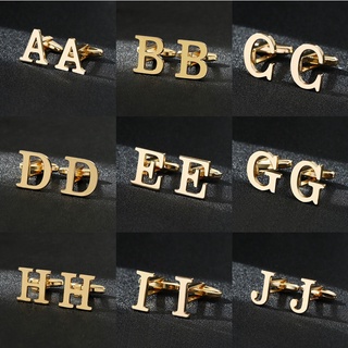 Golden กระดุมข้อมือ ลายตัวอักษรภาษาอังกฤษ 26 ตัว สไตล์ฝรั่งเศส สร้างสรรค์ สําหรับผู้ชาย