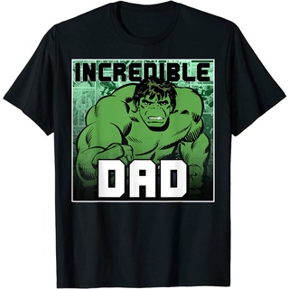 เสื้อยืดผ้าฝ้ายพรีเมี่ยม เสื้อยืด พิมพ์ลายกราฟิก Marvel Hulk Fathers Day Incredible Dad