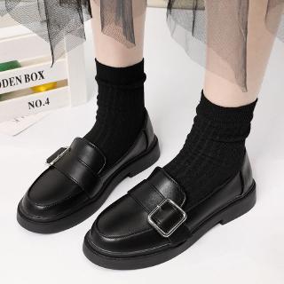 สินค้า 🔥Hot Sale สไตล์อังกฤษรองเท้าหนังขนาดเล็กนักเรียนหญิงเกาหลีรองเท้ารองเท้าเดี่ยวป่าแบน jk ญี่ปุ่นย้อนยุคฮาราจูกุสีดำรองเท