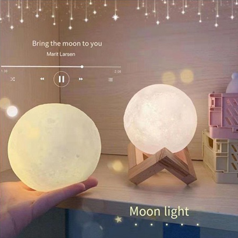 รูปภาพเพิ่มเติมของ Blogger โคมไฟตั้งโต๊ะ LED รูปดวงจันทร์ สําหรับตกแต่งห้องนอน