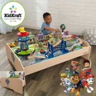 PAW Patrol Adventure Bay Train Table By KidKraft โต๊ะกิจกรรม โต๊ะรถไฟ พาว เพโทร พร้อมอุปกรณ์เสริม 73 ชิ้น