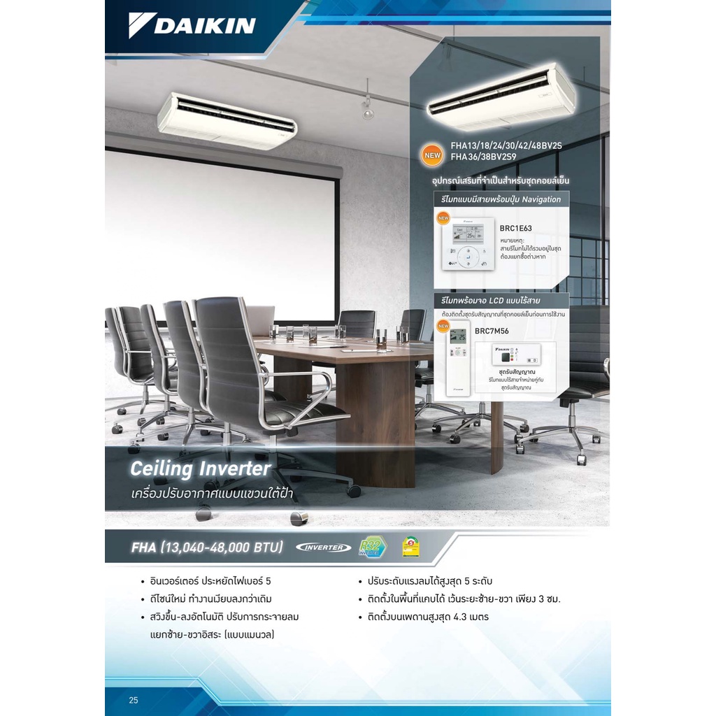 แอร์แขวนไดกิ้น-daikin-inverter-รุ่น-fha-bv2s-รีโมทมีสาย-แอร์แขวนใต้ฝ้า-ระบบอินเวอร์เตอร์