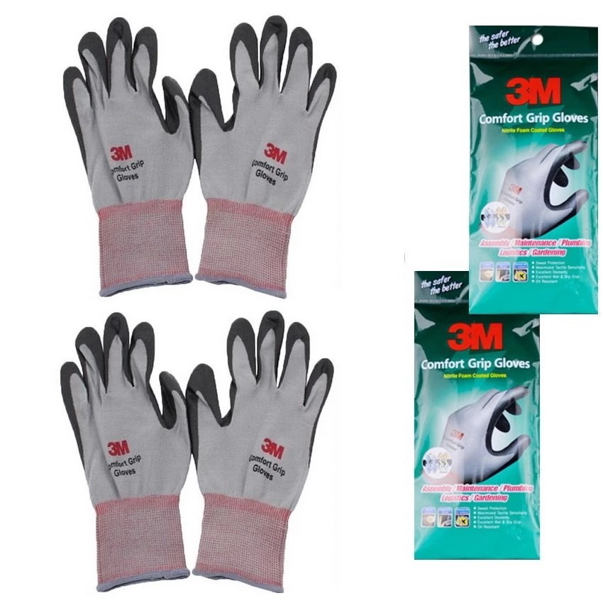 3m-comfort-grip-glovs-ถุงมือไนลอนเคลือบด้วยสารไนไตร-สีเทา-x2-คู่