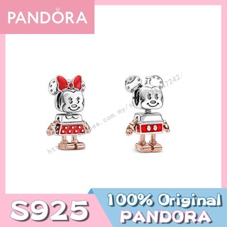 Pandora จี้หุ่นยนต์มินนี่เมาส์ และมิกกี้เมาส์ เงินแท้ S925 DIY สําหรับของขวัญวันเกิด ผู้หญิง p825