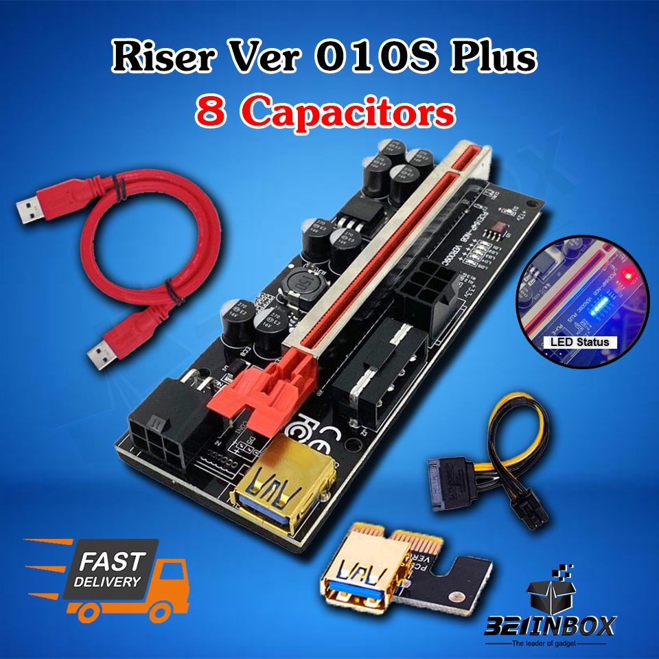 ภาพสินค้าRiser VER018 Plus 12 Capacitors Riser Card VER009 VER010 VER018 ️ของใหม่ มือ 1️ พร้อมส่งจากไทย จากร้าน 321inbox บน Shopee ภาพที่ 1