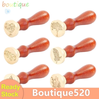 bou-stock❦Retro Plant Pattern Wax Seal Stamps Wooden Handle Sealing Wax DIY Crafts