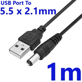 สาย USB to DC USB Port To 5.5 x 2.1mm 5V DC Barrel Jack Power Cable Connector For Small Electronics Devices.