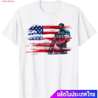 ผ้าฝ้าย 100%เสื้อยืดกีฬา Marvel Capn America Stand To Honor RedWhiteBlue T-Shirt Popular T-shirtsS-3XL