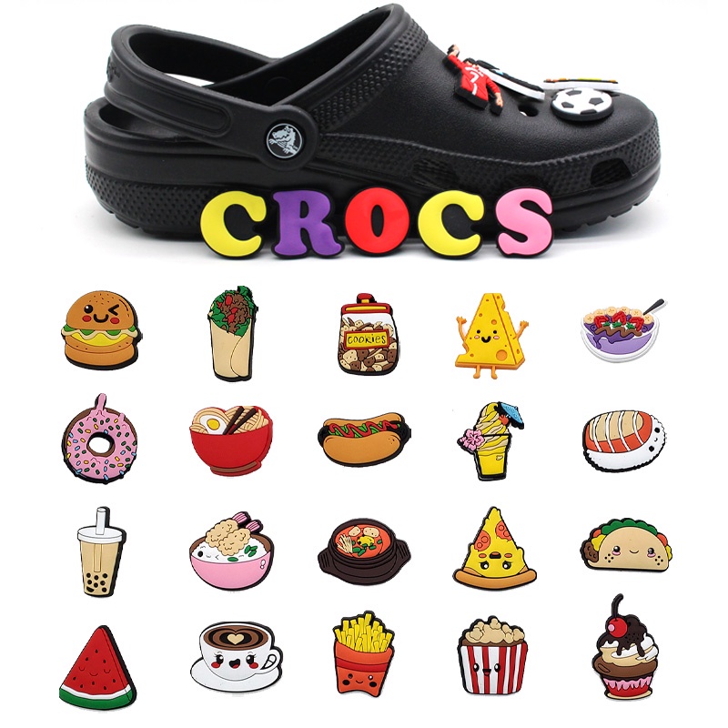 ใหม่-รองเท้าแตะ-crocs-jibbitz-ลายการ์ตูนผลไม้-และอาหาร-หลากสีสัน-สําหรับตกแต่งรองเท้า-crocs