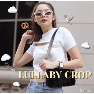 LULLABY CROP☁️ ครอปผ้าขนนุ่มนิ่ม ผ่าอก สไตล์เกาหลี CL016 : CHERRYLEMON