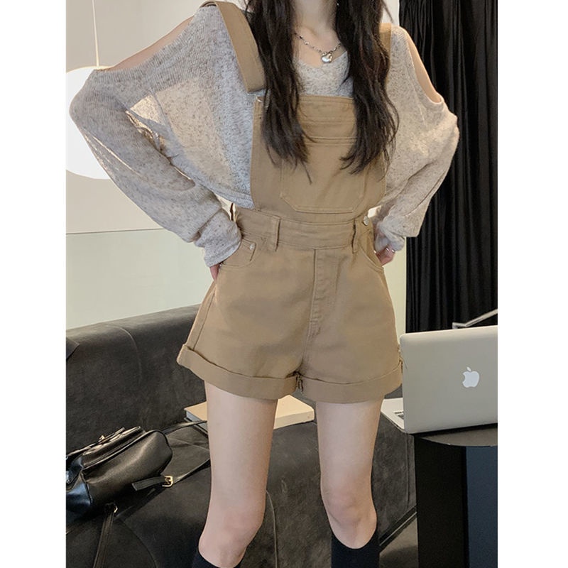 ชุดเซตสไตล์เกาหลี-เสื้อเปิดไหล่-ชุดเอี๊ยม-เอี้ยมขายาว-ชุดคลุมท้อง-teddy-overalls-ขายแยกชิ้น