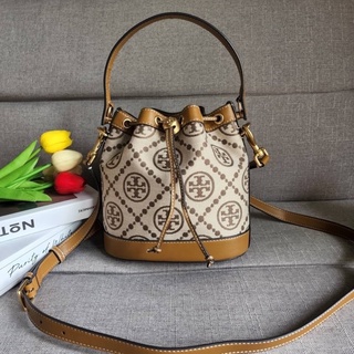 TORY BURCH T MONOGRAM JACQUARD BUCKET BAG