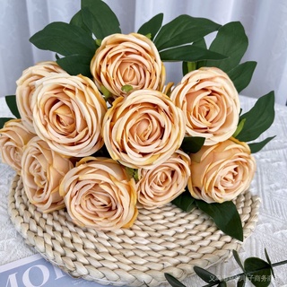 10 ดอกกุหลาบประดิษฐ์ ดอกกุหลาบเมลาเลอูก้า ดอกกุหลาบประดิษฐ์ ดอกไม้ประดิษฐ์ งานแต่งงาน บ้าน ห้องนั่งเล่น ตกแต่งห้างสรรพสินค้า โรงแรม จัดแสดงดอกไม้จัดดอกไม้