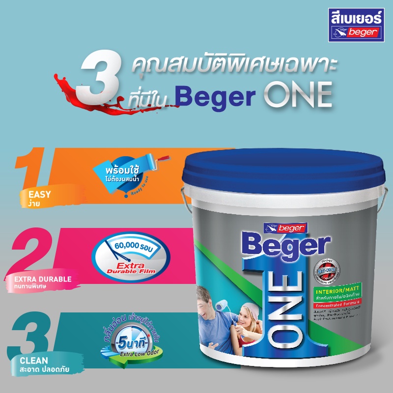 beger-one-สีทาภายใน-สีทาบ้านผสมรองพื้น-สีขาว-ขนาด-3l-สีน้ำ-สีทาบ้าน-เบเยอร์วัน-ทาเที่ยวเดียวจบ-พร้อมใช้-ไม่ต้องผสมน้ำ