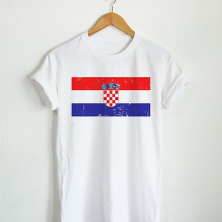 เสื้อยืดลาย ธงชาติโครเอเชีย ประเทศ โครเอเชีย Croatia Flag เสื้อยืดสกรีน คอกลม แขนสั้น bh