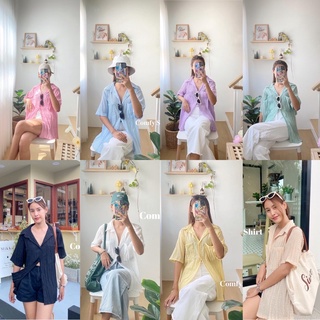 ( X8SFXJ ลด 20% ) 𝐂𝐨𝐦𝐟𝐲 𝐒𝐡𝐢𝐫𝐭 เสื้อเชิ้ตคอปกเเขนสั้น ผ้าป๊อปคอน