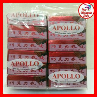 Apollo ขนมเวเฟอร์เคลือบช็อคโกแลต 1 แพ็ค 48 แท่ง