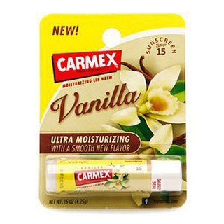 ❤️ไม่แท้คืนเงิน❤️ Carmex Ultra Moisturizing Lip Balm SPF 15 #Vanilla ลิปปาล์มบำรุงปาก กลิ่นวนิลลาหอมหวาน  ไม่มีสี