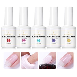 Born PRETTY ผงจุ่มเล็บ 15 มล. ของเหลว ใส จุ่มผง เครื่องมือ ไม่มีโคมไฟ UV จุ่มเล็บ Activator ฐานเคลือบด้านบน