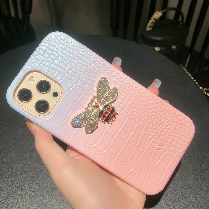 เคสโทรศัพท์มือถือหนังจระเข้-ไล่โทนสี-ลายผึ้ง-สําหรับ-iphone-13-11-12