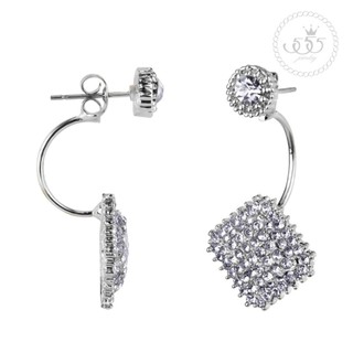 555jewelry ต่างหูสตั๊ดแฟชั่นประดับ CZ สวยหรู รุ่น MNC-BER024-A - Double-Sided stud earrings (BER12)
