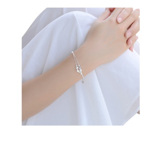 A HELLO GIRL สร้อยข้อมือเงิน S925 จี้รูปหัวใจ ดอกไม้ หลายชั้น เครื่องประดับแฟชั่น สําหรับผู้หญิง