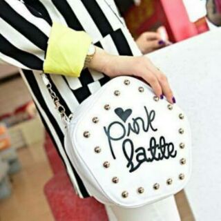 กระเป๋าสะพายแฟชั่น Pink Latte รูปดาวห้าแฉกปักหมุดรอบตัว