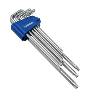 ประแจแอลหกเหลี่ยมท๊อกซ์ ชนิดยาวพิเศษ มีรู 9 ชิ้น ( L She Hexlobe Wrench Extra Long Tamper Proof 9Pcs Set )