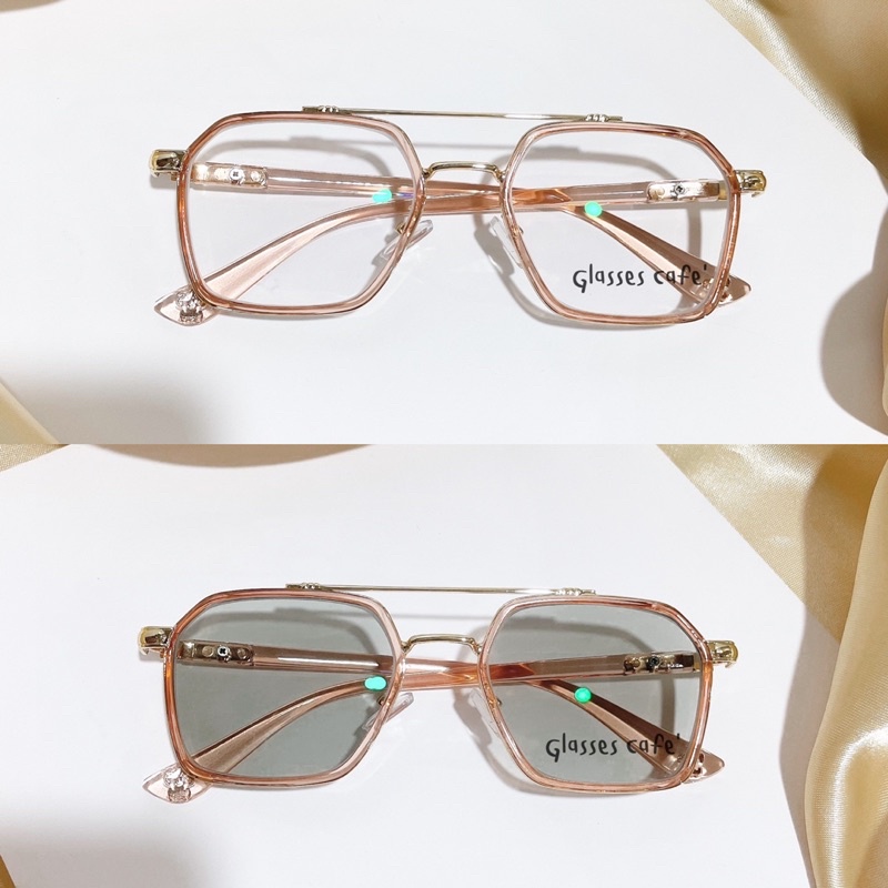 ภาพหน้าปกสินค้าแว่นสายตาสั้นออโต้ ออกแดดปรับสีเทาดำ -0.50 ถึง -4.00 แว่นสไตล์เกาหลี แว่นกรองแสง กัน UV (9301B) จากร้าน glasses.cafe บน Shopee