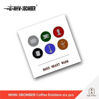 MHW-3BOMBER Coffee Emblem Six pcs ป้ายโลหะ เข็มกลัดที่ระลึกสำหรับบาริสต้า