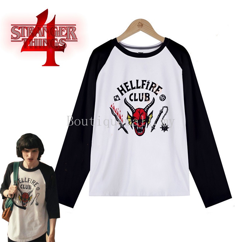 ชุดคอสเพลย์-เสื้อยืดแขนยาว-พิมพ์ลาย-stranger-things-season-4-mike-wheeler-hellfire-club