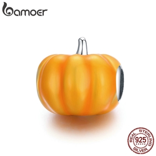 bamoer 925 Sterling Silver Cute Pumpkin Charm for Original Silver Plated platinum Bracelet Fine Jewelry DIY Bangle BSC333