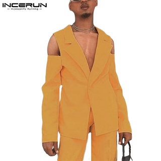 ภาพหน้าปกสินค้าINCERUN Men Fashion Design Off-shoulder Long Sleeve Solid Color Blazer ที่เกี่ยวข้อง