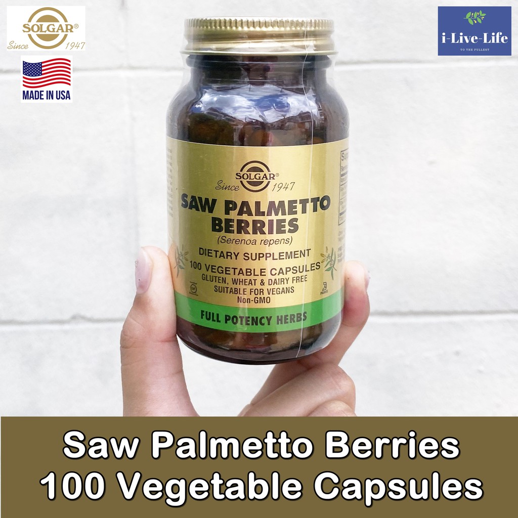 Solgar Saw Palmetto Berries, 100 Vegetable Capsules สารสกัดต้นปาล์ม