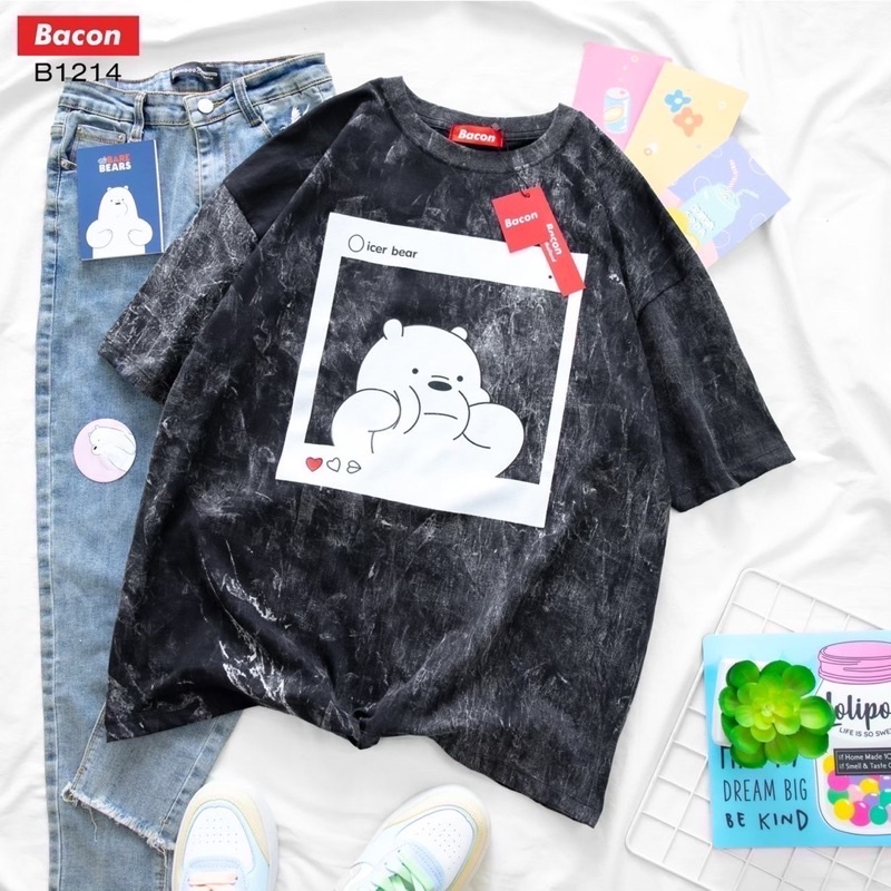 เสื้อโอเวอร์ไซส์-งานฟอก-สกรีนลายน่ารักๆ