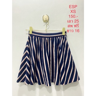 กระโปรงสั้น สีกรมลายทาง ESP SIZE XS