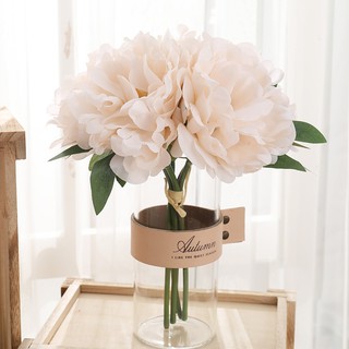 ช่อดอกไฮเดรนเยียประดิษฐ์ ผ้าไหม ดอกโบตั๋น 5 ดอก สําหรับตกแต่งบ้าน สวน งานแต่งงาน