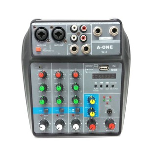 A-ONE มิกเซอร์ MINI 4-channel Mixer มีBluetooth MP3 USB SD รุ่น W4